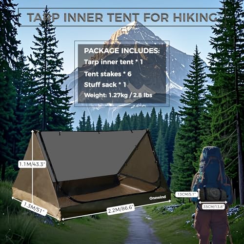 onewind Mesh Tent for 2 Person, 2 Openings Inner Tent for Tarp Ultralight Trekking Pole Tent Tarp Backpacking Netting Tent...