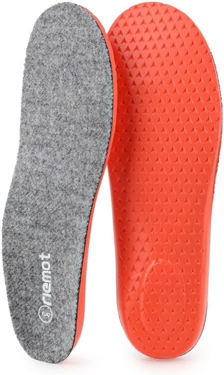 riemot Merino Wool Insoles for Women Comfortable Arch Support Insert Cushioning Plantar Fasciitis Relief Work Shoes Inserts Warm Sheepskin Insole for Winter Snow Boots Slippers Gray US7/ EU38