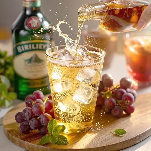 Glowserve 12 oz Plastic Cups Disposable Gold Clear Plastic Christmas Cups Cocktail Glasses 50 Pack Drinking Disposable Cup...