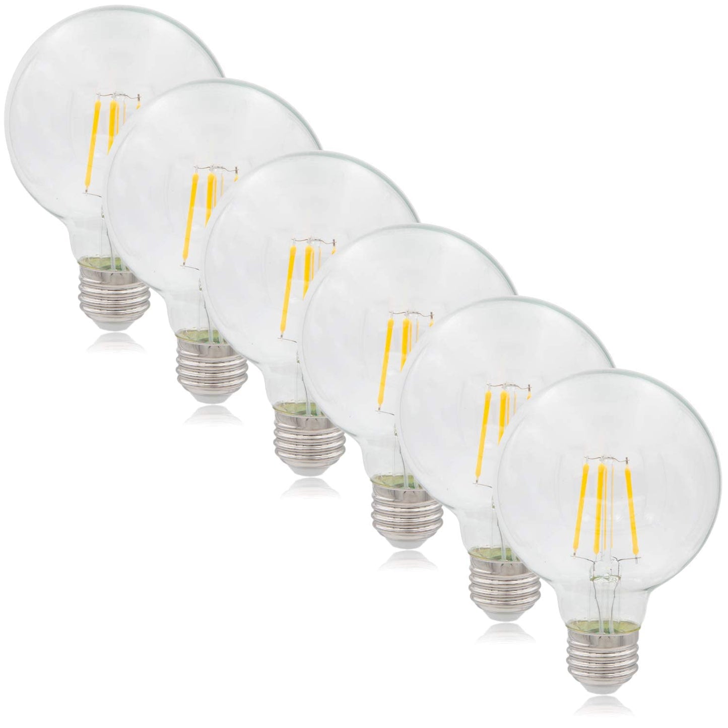 Maxxima G25 LED Light Bulb Globe Filament Bulb - 40 Watt Equal, 500 Lumens 2700K Warm White, E26 Standard Edison Vanity Bulb, Great for Kitchen, Living Room, and Bathroom, Non-Dimmable, 120V - 6 Pack