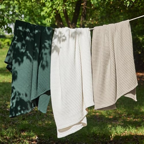 Bedsure 100% Cotton Blanket Queen Size for Spring Summer, Waffle Weave Thin Lightweight Breathable Blanket for Bed, Cotton...
