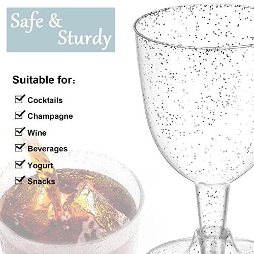 SiliFine 50 Pack 5.7 oz Disposable Plastic Wine Glasses Clear Plastic Wine Glasses for Parties Clear Goblets Cocktail Cups...