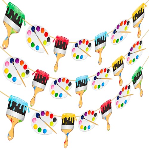 Art Painting Party Banner Decorations 3Pcs Paint Brush and Palette Design Banners for Art Paint Birthday Party Artist Baby...