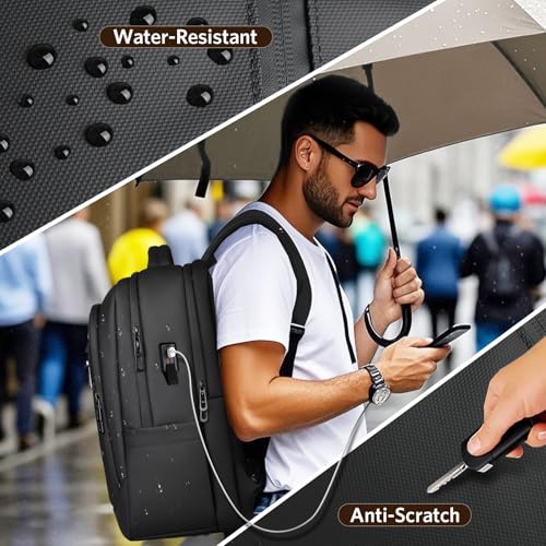 17 Inch Laptop Backpack for Travel, Business Laptops Backpack with USB Charging Port for Men/Women, Water Resistant Work C...