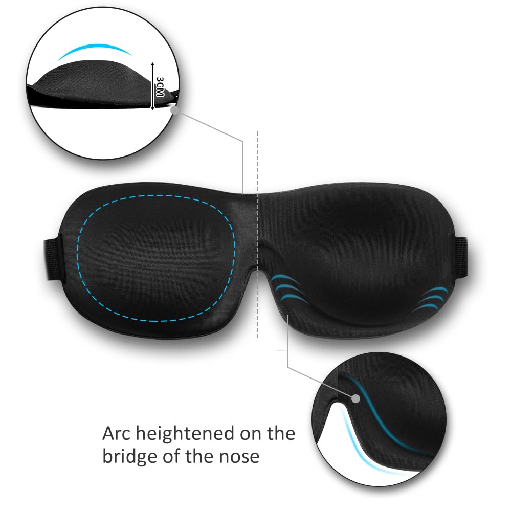 AMAZKER Sleep Mask for Side Sleeper 2 Pack, 3D Contoured Cup Sleeping Mask & Blindfold, Concave Molded Night Sleep Mask, Block Out Light, Soft Comfort Eye Shade Cover for Travel Yoga Nap
