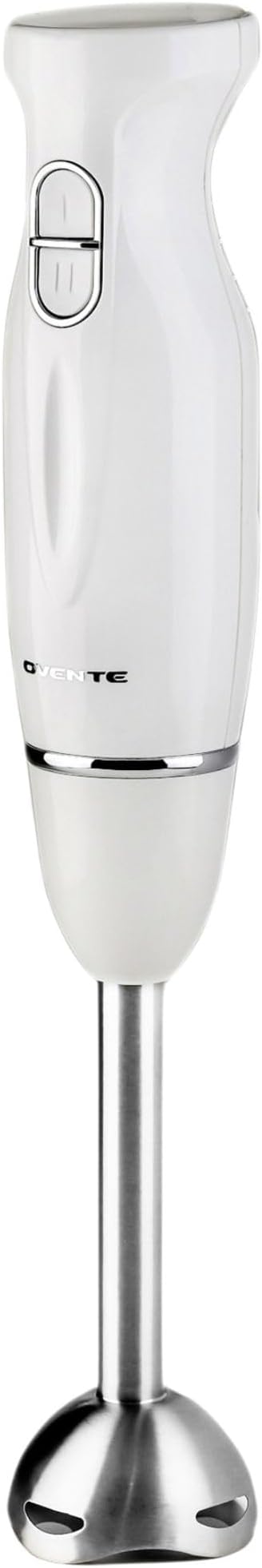 OVENTE Immersion Hand Blender, 300W Corded Electric Handheld Stick Mixer with 2 Mixing Speeds and Stainless Steel Blades for Smoothies, Purees & Baby Food, White HS560W