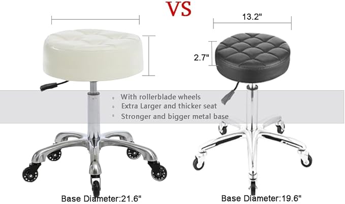 Professional Rolling Salon Stool – Wide Round Seat, Height-Adjustable Heavy-Duty Chair with Wheels for Salon, Spa, Tattoo & Home Office