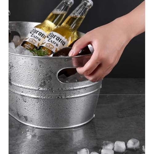 3 Gallon Galvanized Tub Beverage Tubs, Metal Ice Buckets for Cocktail Bar Wine Beer Drink Buckets with Handles Large Tub I...