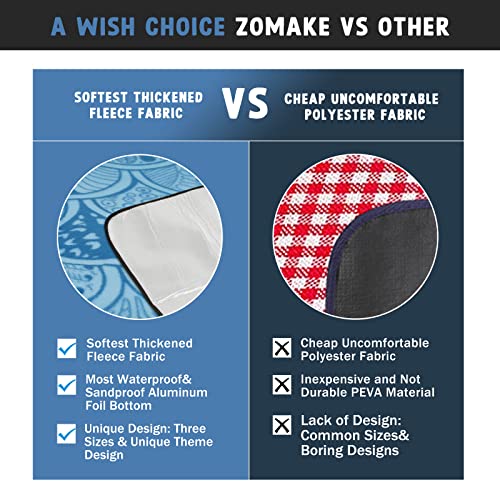 ZOMAKE Picnic Blanket Waterproof Sandproof Large Foldable Blankets,79"x79" Concert, Beach, Yard, Outdoor Grass Mat(Peacock...