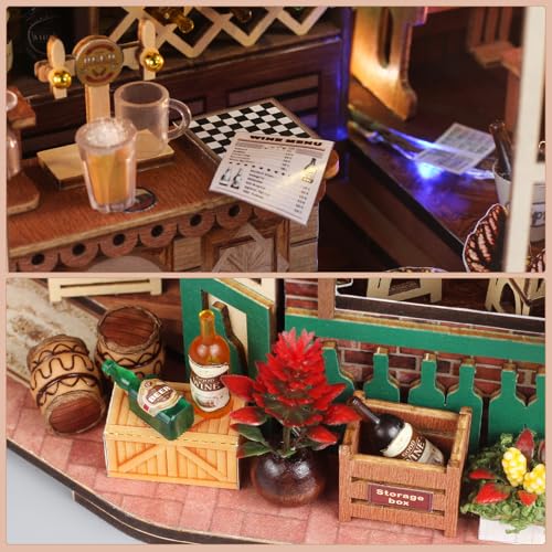 Foyucool Miniature House Kit, DIY Miniature Dollhouse Kit, Mini House Building Kits with LED, Unique Gift for Birthday Chr...