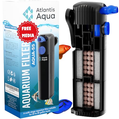20 Gallon Fish Tank Filter up to 55 Gallons | Quiet Fish Tank Filter | Crystal Clear Water | Turtle Tank Filter | Submersi...