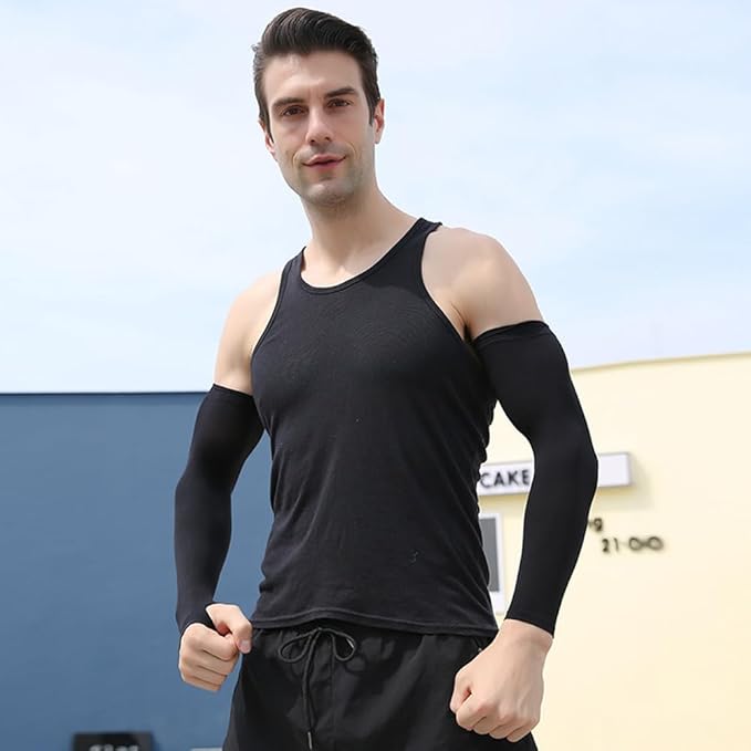 1 Pairs Outdoor Sports Sun Compression Arm Sleeve, UV Sun Protection Cooling Arm Sleeves, Cooling Tattoo Cover Up Sleeves,...