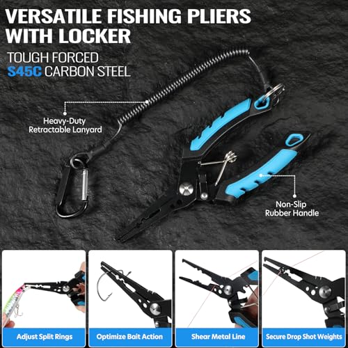 TOPFORT Fishing Gear Tool Kit - 7PC Saltwater Fishing Pliers Accessories Set - Fishing Equipment with Fish Knife Scissors ...