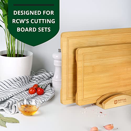ROYAL CRAFT WOOD Bamboo Cutting Board Set with Juice Groove (3 Pieces) and Cutting Board Organizer