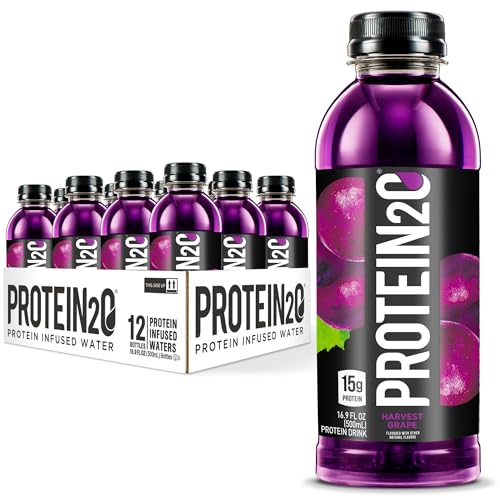 Protein2o 15g Whey Protein Isolate Infused Water, Ready To Drink, Sugar Free, Gluten Free, Lactose Free, Harvest Grape, 1...