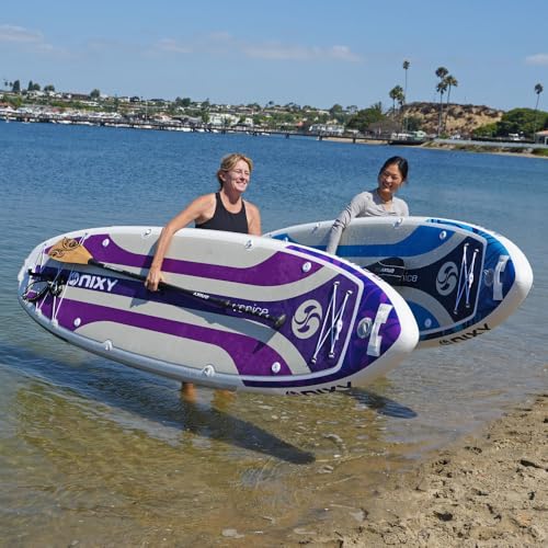NIXY Venice G5 Cruiser & Yoga Inflatable Paddle Board | 10'6" x 34" x 6" Ultra-Light SUP with Welded Seams, Woven Drop Sti...
