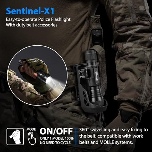 SAOPRKLER LED Flashlights High Lumens-Tactical Police Flashlight with Holster for Duty Belt,1200 LM Single Mode Super Brig...