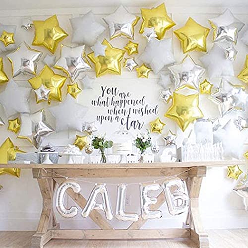 24 Pcs 18" Gold Star Balloons Foil Balloons Mylar Balloon for Baby Shower, Gender Reveal, Wedding, Magical Prom or Engagem...