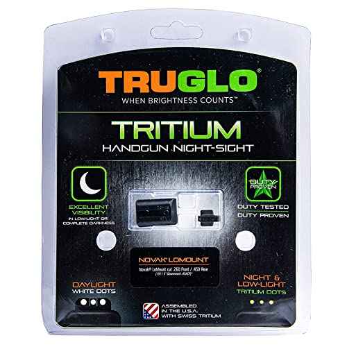Truglo Tritium Handgun Sight High-Visible Front & Rear Night Sights with Daylight White Dots & Low-Light Tritium Glowing Green Dots, Compatible with 1911 Handguns