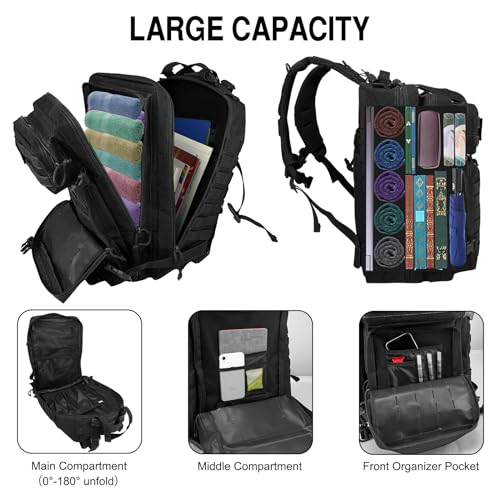 WOLT Military Tactical Backpack for Men 45L Molle Backpack 3 Day Assault Pack Bug Out Bag, Heavy Duty Rucksack for Hiking ...
