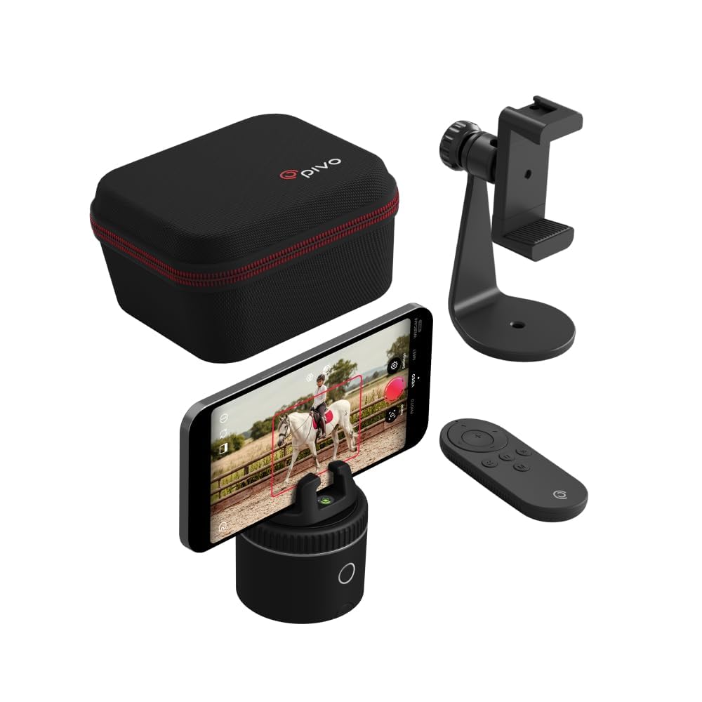 Pivo Pod Silver Equestrian Pack - Auto Face & Horse Tracking Phone Holder, 360° Rotation, GiftboxSPS, Pod + Starter Kit
