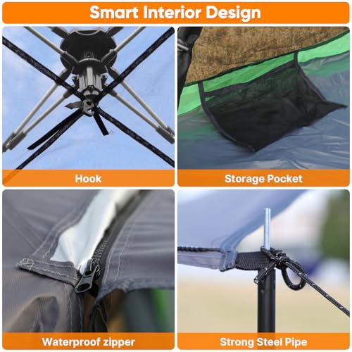 Golabs 2-3 Person Camping Tent w/ 9.5x8.5 ft Canopy, 3-Minute Setup by Pre-Attached Pole, PU1500mm Waterproof, 4 Side Mesh...