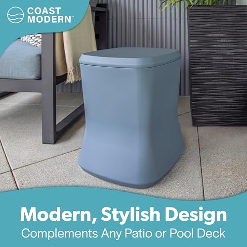 Coast Modern Outdoor Side Table Cooler- 2 in 1 Patio Decor Storage Table & Ice Chest - 25 QT - White, Gray, Sand, Stone Blue