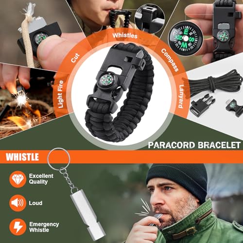 Alritz Emergency Survival Kit, for Men 12 in-1 Outdoor Survival Gear Lifesaving Tools Contains Compass, Fire Starter,for C...