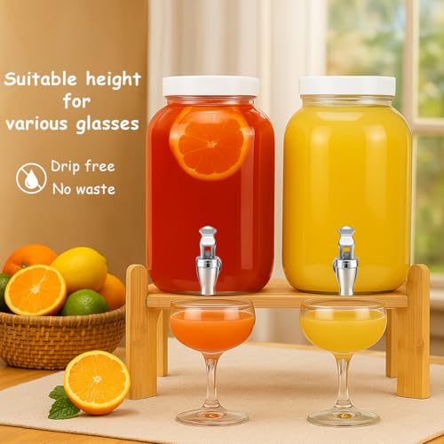 1 Gallon Large Glass Drink Dispensers with Stand for Parties, Glass Iced Beverage Dispensers with Spigot, Reusable Water D...