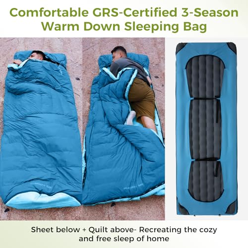 ATEPA Down Sleeping Bag for Adults, Recycled Ultralight 35°F 40°F 45°F 50°F 650FP / 700FP 3 Season Compact Sleeping Bags w...