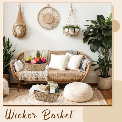 Domensi 2 Pcs Small 3 Gallons Ice Bucket with Wicker Outer Basket Handle Beverage Tub Grass Rope Woven Farmhouse Galvanize...
