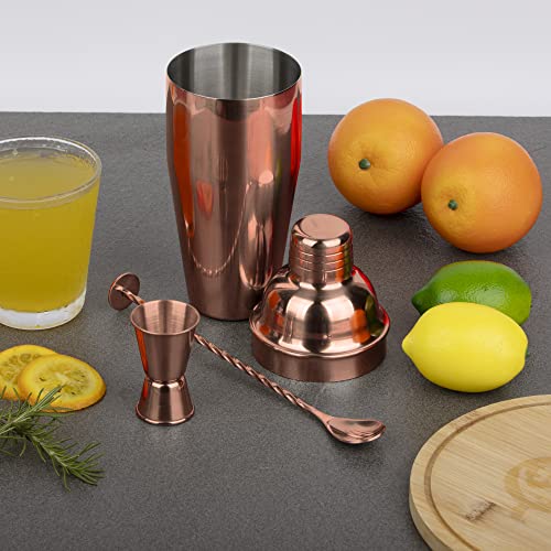 Large 24oz Cocktail Shaker Set, Stainless Steel 18/8 Martini Mixer Shaker with Built-in Strainer, Measuring Jigger & Mixin...
