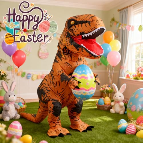 JASHKE Inflatable Dinosaur Costume for Adult Halloween Dinosaur Costumes Blow up T rex Costume for Adults