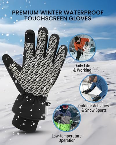 DULFINE 100% Waterproof Winter Work Gloves For Men and Women, High Dexterity Touch Screen For Multipurpose,Excellent Grip