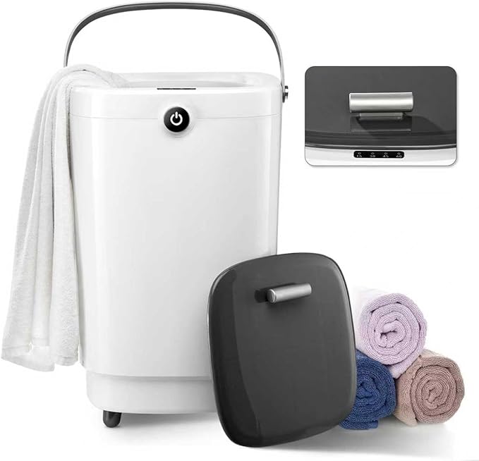 Towel Warmers for Bathroom Bucket，Luxury Large Spa Towel Hot Warmer Bucket Style-Hot Towels in 10 Minutes-Fits Up to Two 40"X70" Oversized Towels - Bathrobe, Towel, Blanket-Gray