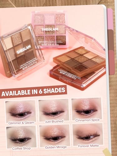 SHEGLAM Eyeshadow Palette 9-Color Ultra-pigmented Shimmer & Matte Shades, Vegan & Cruelty-free-Glimmer & Gleams