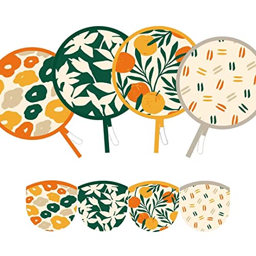 SUJJY 4 PCS 4 Abstract Styles Handheld Compact Cooling Fans Foldable Multi-Role Round Fans for Outdoor Games, Party Decora...