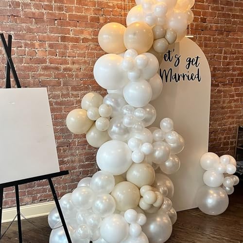 Pearl Balloons, 52 PCS 12 Inch Pearl white Double-Stuffed Balloons, White Pearl Sand White Double-Stuffed Ivory Latex Ball...