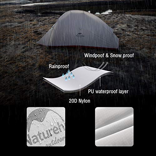 Naturehike Cloud-Up 2 Person Tent Lightweight Backpacking Tent with Footprint - Free Standing Ultralight Camping Hiking Ba...