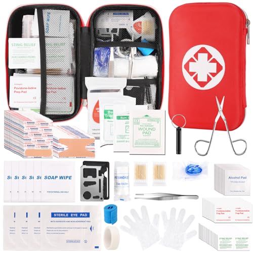 Mini Travel First Aid Kit, Emergency Kit with 201PCS First Aid Supplies and Waterproof Compact Bag, Survival Medical Kit f...