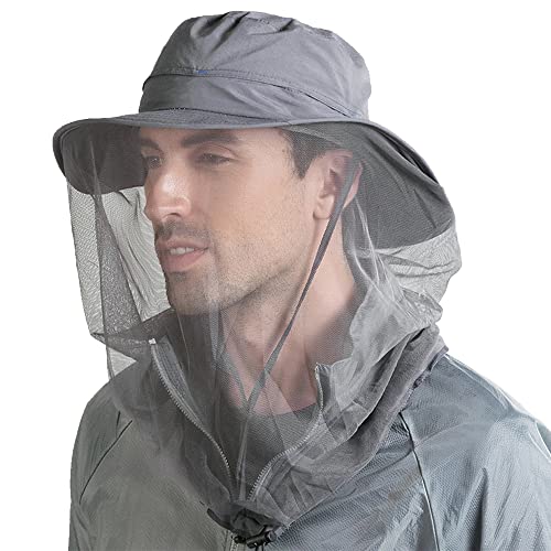 Peicees 2Pcs Head Net Hats for Men Women Adventure Fishing Hat Safari Hat for Hunting Camping Hiking, Green and Dark Gray