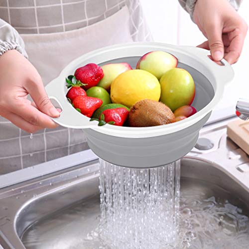 QiMH Collapsible Colander and Strainer Set of 3-2 PC 4 Quart(1 gal) and 1 PC 2 Quart(0.5 gal) - BPA Free & Dishwasher-safe...