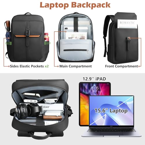 hk Slim Laptop Backpack for Men Women, Lightweight Business Backpacks 15.6 Inch Water-resistant Computer Bag for College W...