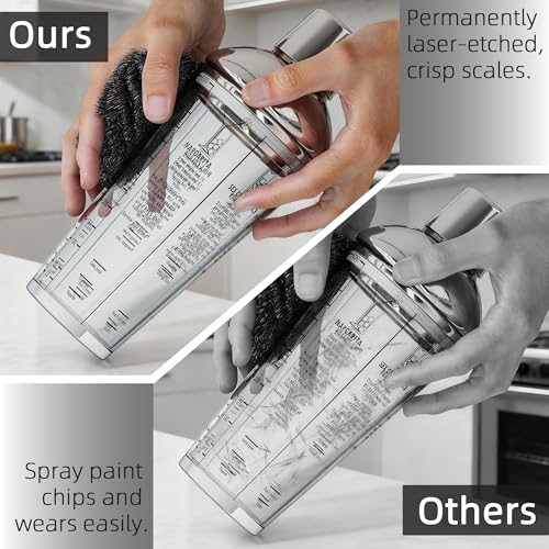 EffiQ-Rate Glass Cocktail Shaker, with Recipes and Measurements 20oz, Built-in Strainer and Leakproof Seal, Clear Bar Tool...