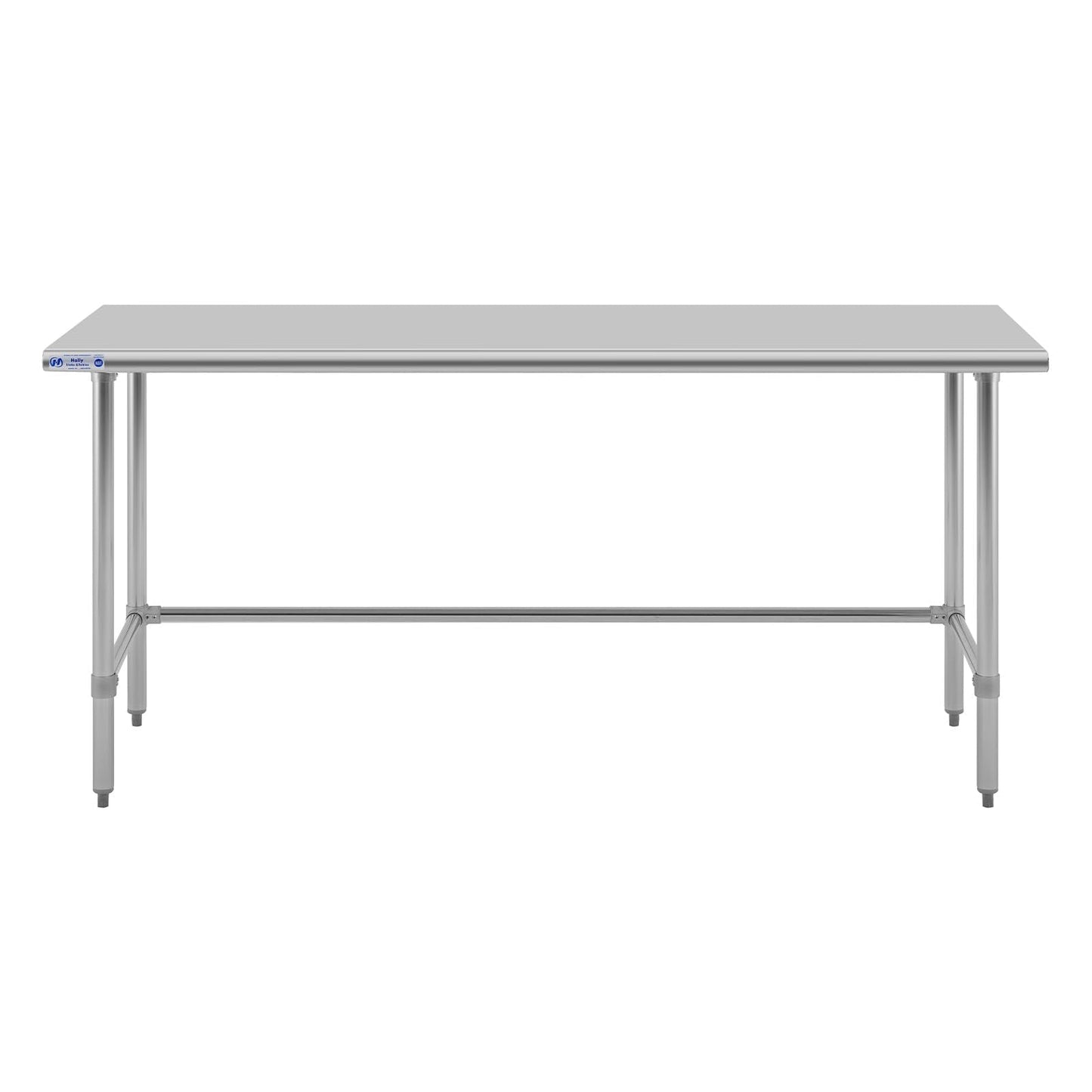 Hally Open Base Stainless Steel Table 24 x 72 Inches, NSF Commercial Heavy Duty Prep & Work Table with Galvanized Legs for Restaurant, Home and Hotel