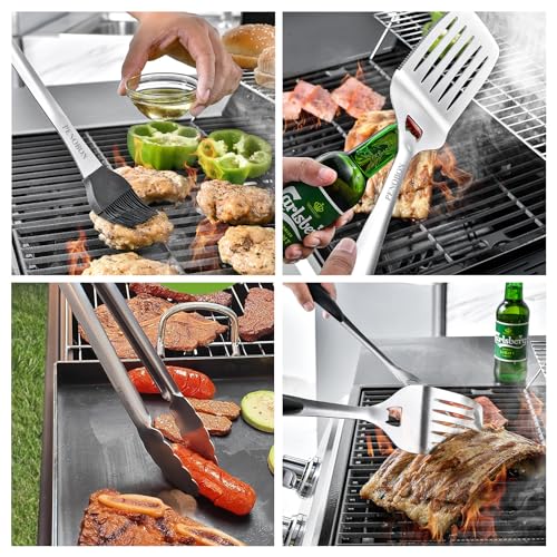 BBQ Tools Grill Tools Set, 15PCS Heavy-Duty Stainless Steel Grill Tools Grilling Accessories, 18 Inches Grill Accessories ...