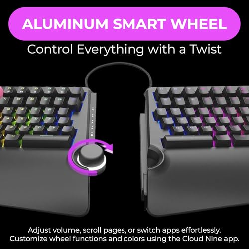 Cloud Nine ErgoTKL Ergonomic Tenkeyless Mechanical Keyboard for PC – Kailh Brown – TKL RGB Backlit Ergo Split Key Board