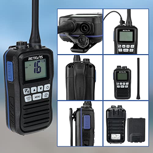 Retevis RM01 Ship to Shore Radio Handheld, Marine Walkie Talkies Waterproof, Floating, NOAA Weather Alert, Marine Two-Way Radios (2 Pack)