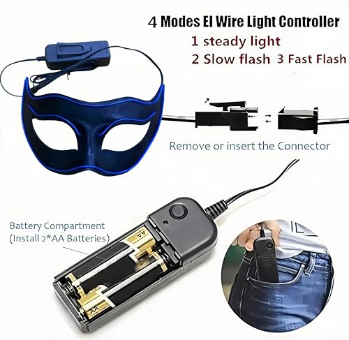 Moonideal LED Masquerade Mask Flash light-up Halloween Costume Mask For Costume Ball/Venetian Party/Halloween Party