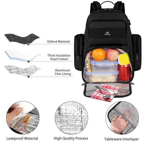 MATEIN Lunch Backpack for Men Work, 15.6 Inch Tactical Backpack with Lunch Compartment, Large Laptop Backpacks with Insula...